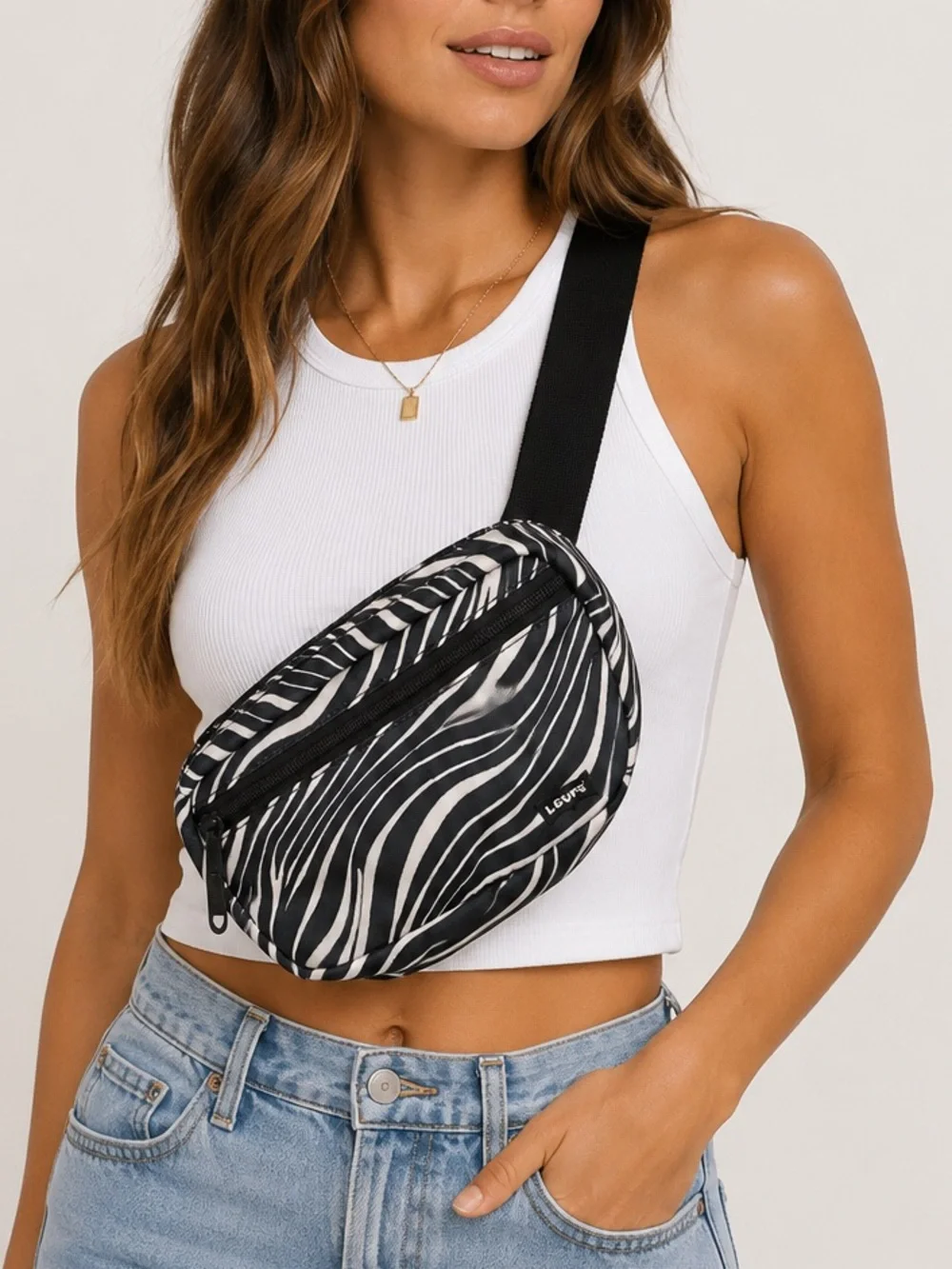 Levi's Zebra Print Belt Bag Crossbody Fanny Pack NWT